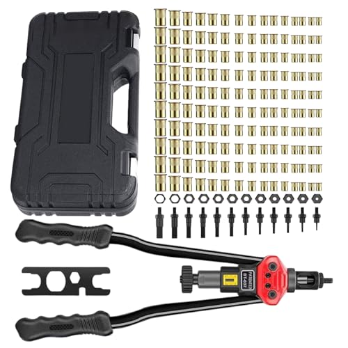 Rivet Nut Setter Nietwerkzeug Kit Nietwerkzeug Installations-Werkzeug | Spindeln M5 bis M12 | Nietmuttern Plie 12 Metrisch | Profi Set mit 176 Gewindemuttern für Montage von Generisch