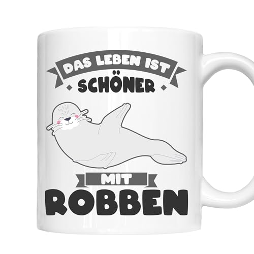 Robben Tasse |das Leben ist schöner mit Robben | Robben Geschenk Robbe Tasse Robben Kaffeebecher lustig von Generisch
