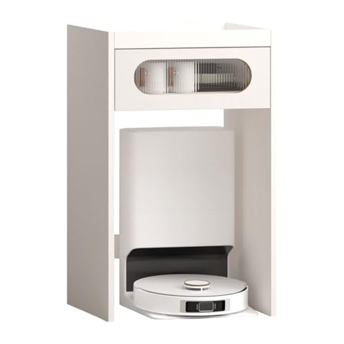 Roboter Vakuum-Aufbewahrungsregal Schrank mit ausziehbaren Schubladen, Kehrroboterhalter aus Holz für kleine Räume, Nachttisch für Zuhause, Büro, Schlafzimmer von Generisch