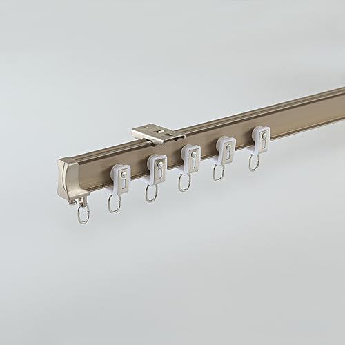 Robuste, biegbare Vorhangschiene für Raumteiler, Einzel-/Doppel-L/U-förmige Stange mit Multi-Pulley-System, komplettes Heimdekor-Set, Decken- oder Wandhalterung, Champagner-Finish von Generisch