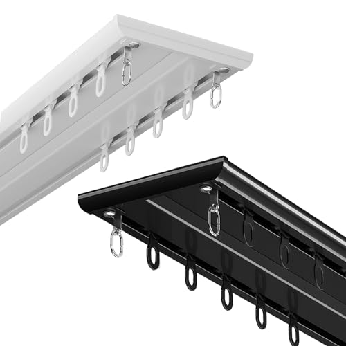 Robuste, doppellagige Vorhangschiene aus Aluminiumlegierung mit leisen Rollen, Deckenhalterung für glatten Raumteiler und Privatsphäre Robuste, doppellagige Vorhangschiene aus Aluminiumlegierung mit leisen Rollen, Deckenhalterung für glatten Raumteiler und Privatsphäre von Generisch