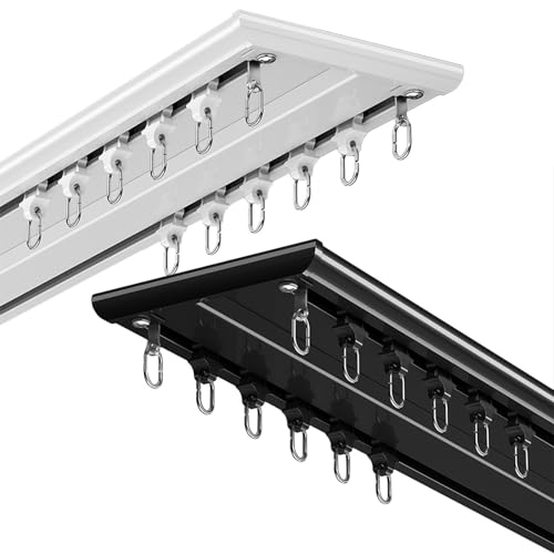 Robuste, doppellagige Vorhangschiene aus Aluminiumlegierung mit leisen Rollen, Deckenhalterung für glatten Raumteiler und Privatsphäre Robuste, doppellagige Vorhangschiene aus Aluminiumlegierung mit leisen Rollen, Deckenhalterung für glatten Raumteiler und Privatsphäre von Generisch