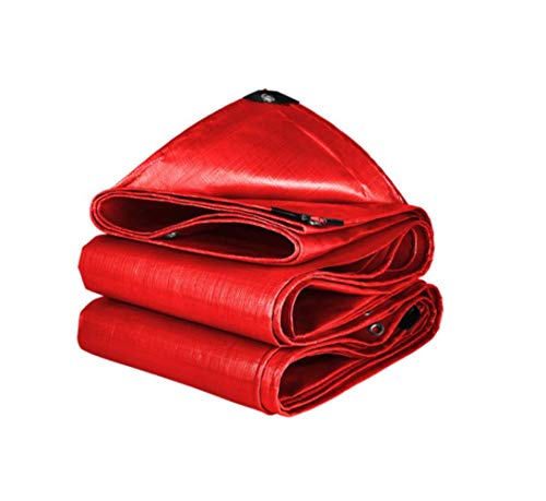Robuste, wasserdichte Abdeckplane, 12 mm dickes Material mit Metallösen, verstärkte Ripstop-Plane für wetterfesten Schutz, rote Plane, 8 x 12 m, Rot Robuste, wasserdichte Abdeckplane, 12 mm dickes Material mit Metallösen, verstärkte Ripstop-Plane für wetterfesten Schutz, rote Plane, 8 x 12 m, Rot von Generisch