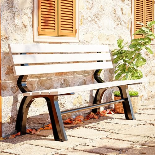 Robuste, wetterbeständige Gartenbank mit Rückenlehne, langlebiges Aluminiumguss-Design für erhöhte Festigkeit und maximale Tragfähigkeit, perfekt für Terrassen und Gärten von Generisch