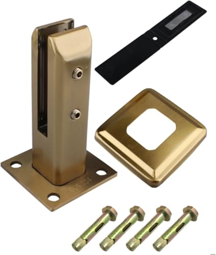 Robuste 304 Edelstahl-Pool-Zaun-Pfostenklemmen – 16 cm hohe Glasgeländerklemme für Balkon und Gartenterrasse – 19 Stück (Gold-Finish) von Generisch