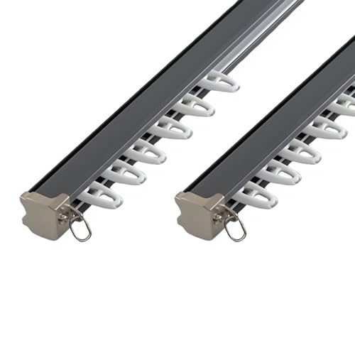 Robuste Aluminium-Deckenvorhangschiene, geräuschlos, doppelte Gardinenstange für Raumteiler, Erkerfenster und Wohnmobil, Grau, 180 cm (2 x 90 cm), langlebig und einfach zu installieren von Generisch