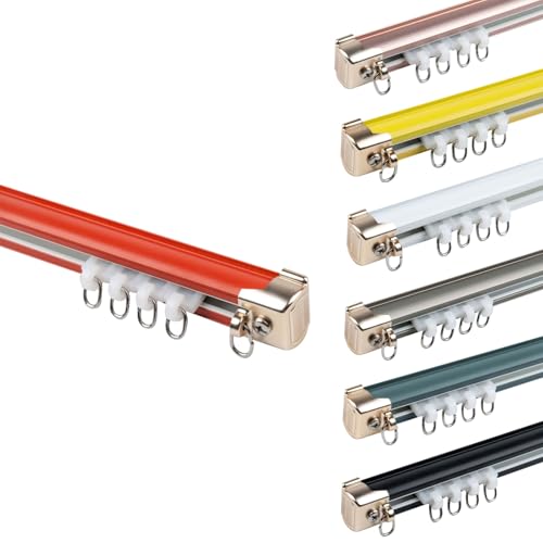 Robuste Aluminium-Gardinenstange, dekorative Deckenvorhangschiene für Raumteiler, Sichtschutz, mehrere Farben erhältlich, Orange, 150 cm von Generisch