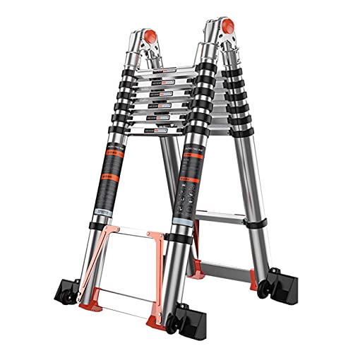 Robuste Aluminium-Teleskopleiter für Dächer und Dachboden, gerade/eine Rahmenverlängerung mit Stabilisator und Rädern, 150 kg Tragkraft, tragbar und langlebig Robuste Aluminium-Teleskopleiter für Dächer und Dachboden, gerade/eine Rahmenverlängerung mit Stabilisator und Rädern, 150 kg Tragkraft, tragbar und langlebig von Generisch