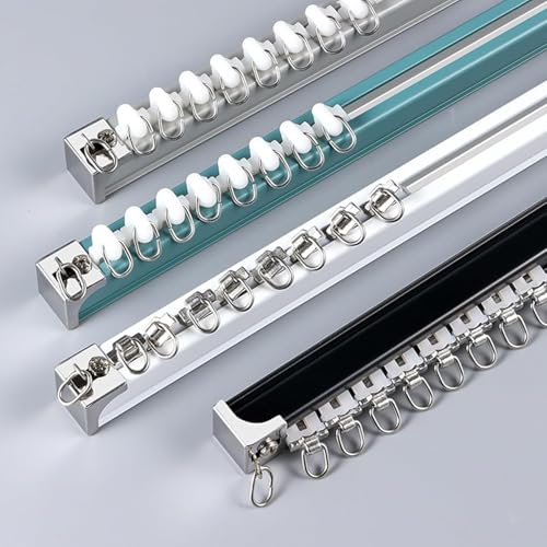 Robuste Aluminium-Vorhangschiene, Decken- oder Wandhalterung, 5 m Länge, schwarze Unterstützung, ideal für Vorhänge, Vorhänge und Raumteiler. von Generisch