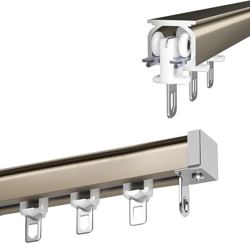 Robuste Aluminium-Vorhangschiene, flexibles Decken- oder Wand-Vorhangschienensystem mit Rolle, komplettes Gardinenstangen-Set für reibungslosen Betrieb Robuste Aluminium-Vorhangschiene, flexibles Decken- oder Wand-Vorhangschienensystem mit Rolle, komplettes Gardinenstangen-Set für reibungslosen Betrieb von Generisch