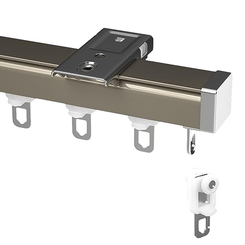 Robuste Aluminium-Vorhangschiene – leiser Schiebevorhang Ra stabile Decken- und Wandhalterung für Raumteiler und schwere Vorhänge (Farbe: Champagner) von Generisch