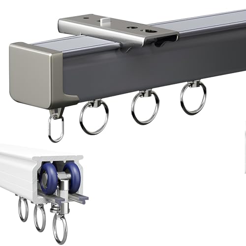 Robuste Deckenschienen für Raumteiler-Vorhänge, leises Rollbahn-Set, Wand-Gardinenstangen, grau, 600 cm, perfekt für Zuhause und Büro Robuste Deckenschienen für Raumteiler-Vorhänge, leises Rollbahn-Set, Wand-Gardinenstangen, grau, 600 cm, perfekt für Zuhause und Büro von Generisch