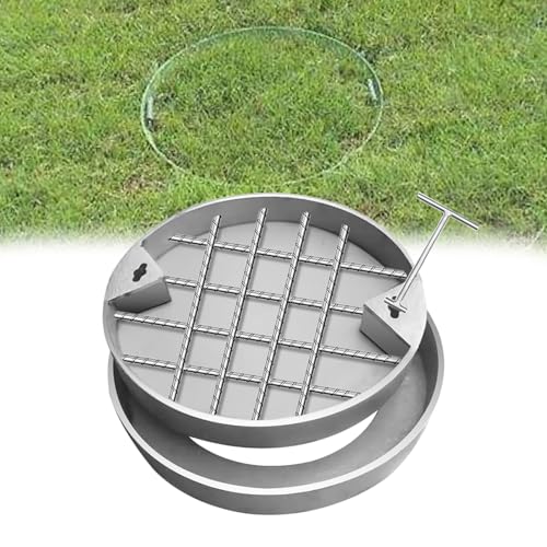 Robuste Edelstahl-Schachtabdeckung – runder eingebetteter Klärgrubendeckel, versenkte Kanalabdeckung mit Heberhaken und unsichtbar (590 mm x 50 mm) von Generisch