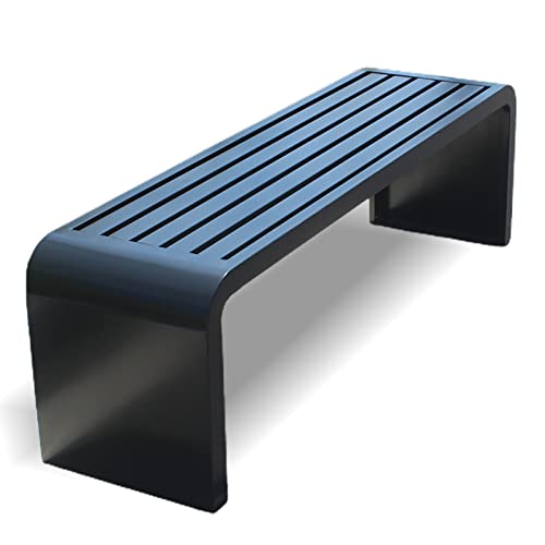 Robuste Gartenbank aus Metall, 2-8 Sitzer, wetterfest, Parkbank ohne Rückenlehne, 360 kg Kapazität, ideal für Terrasse, Balkon & Garten, elegant, schwarz, 180 x 40 x 45 cm von Generisch
