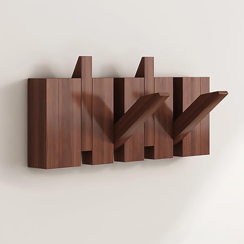 Robuste Holz-Kleiderhaken, Wandhalterung, Klapphaken im Klavier-Stil, für Mäntel, Hüte, Schlüssel und Handtücher, 4 Haken, Walnussholz-Finish und platzsparender Kleiderbügel Robuste Holz-Kleiderhaken, Wandhalterung, Klapphaken im Klavier-Stil, für Mäntel, Hüte, Schlüssel und Handtücher, 4 Haken, Walnussholz-Finish und platzsparender Kleiderbügel von Generisch