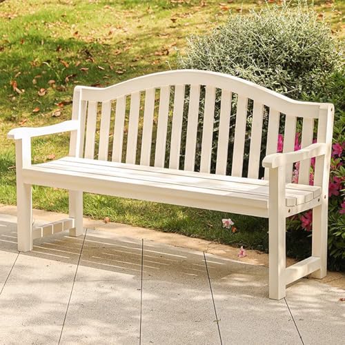 Robuste Holzbank für den Außenbereich mit Armlehnen und Rückenlehne, unterstützt bis zu 400 kg, ideal für Garten, Terrasse und Veranda von Generisch