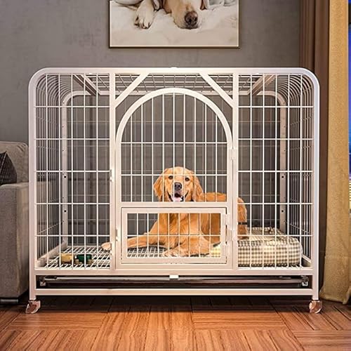 Robuste Hundebox mit abnehmbaren Rädern und Tablett für große Hunde, Haustierkäfig für drinnen und draußen von Generisch
