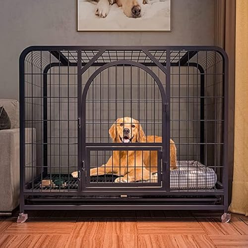 Robuste Hundebox mit abnehmbaren Rädern und Tablett für riesige Hunde, Haustierkäfig für drinnen und draußen von Generisch