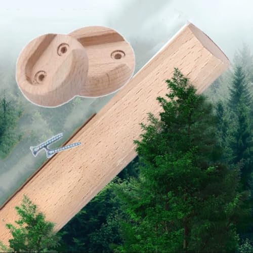 Robuste Kleiderstange aus Holz, 50 cm, runde Gardinenstange, Wandmontage, Kleiderbügel, inklusive Hardware (2 x 130 cm) von Generisch