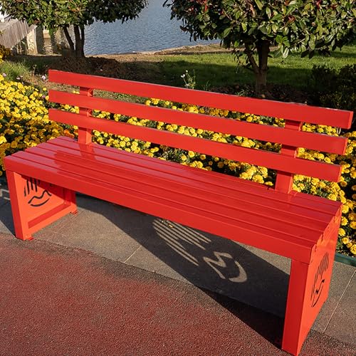 Robuste Metall-Gartenbank für den Außenbereich, mit Rückenlehne, Allwetter-Lattenrost für Terrasse, Veranda, Park, unterstützt bis zu 299 kg von Generisch