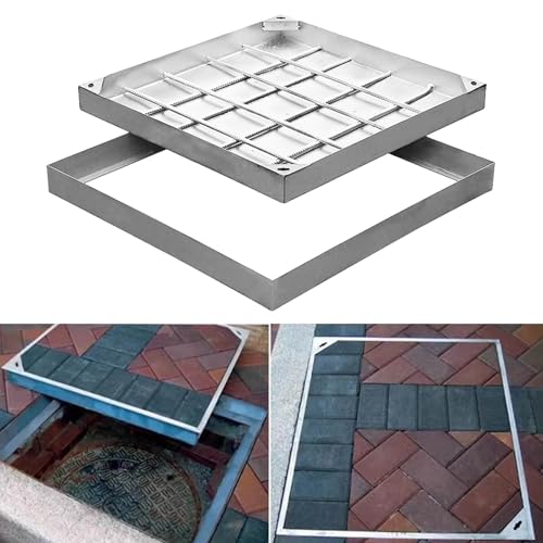 Robuste Schachtabdeckung aus Edelstahl – 2,6 t Tragfähigkeit, versenktes Design für nahtlose Integration von Pflastersteinen, ideal für Abwasser und Klärgruben von Generisch