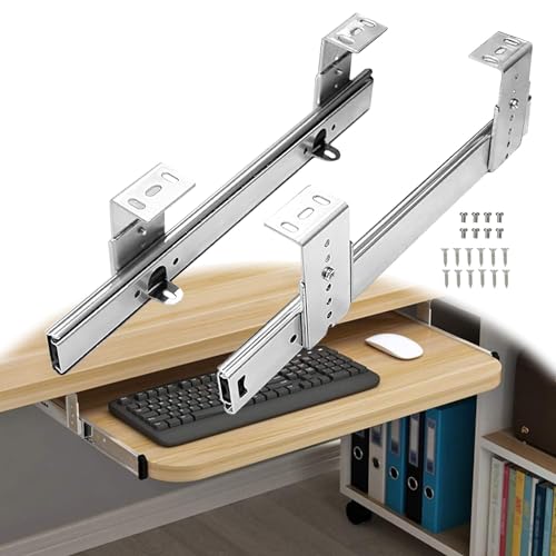 Robuste Schubladenschienen unter dem Schreibtisch – langlebige Schubladenschienen mit Schrauben, ausziehbare Tablettschienen für Tische, 1 Paar, unterstützt bis zu 60 kg, einfache Installation und von Generisch