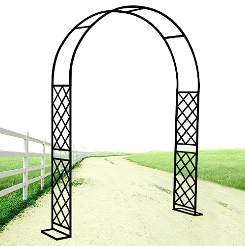 Robuste Stahl-Gartenlaube, Rankgitterbogen für Kletterpflanzen und Rosen, für den Außenbereich, Pergola-Stützgestell, schwarzer Rahmen, mehrere Größen (140 x 230 cm bis 260 x 230 cm) von Generisch
