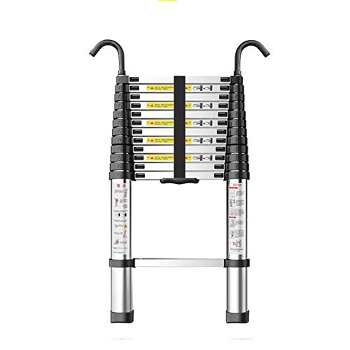Robuste Teleskopleiter, 4,1 m, Aluminium-Verlängerungsleiter mit Haken, tragbar, Mehrzweck-Klapp-Design, ideal für Haus, Garten und DIY-Projekte von Generisch