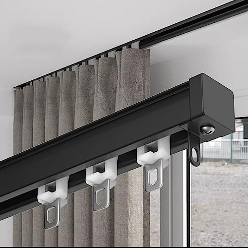 Robuste Vorhangschiene, Aluminiumlegierung, Decken- und Wandschiene, Stummschaltung, flexibler Schieber für Raumteiler, unterstützt dicke Vorhänge (2,0–2,5 mm Wand) von Generisch