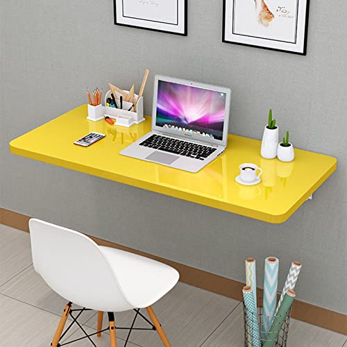 Robuster, faltbarer Klapptisch für kleine Räume, vielseitiger Wandschreibtisch und Waschtisch in Gelb, perfekt für Küche, Waschküche oder Restaurant (90 x 50 cm) von Generisch