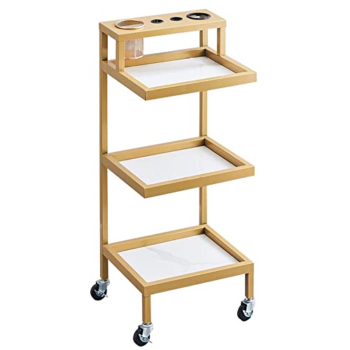 Robuster 3-lagiger Salonwagen auf Rädern, Mehrzweck-Maniküre-Rack für Friseure, Salon-Ausrüstung, mobiler Mehrzweckwagen für Haarwerkzeuge und Instrumente von Generisch