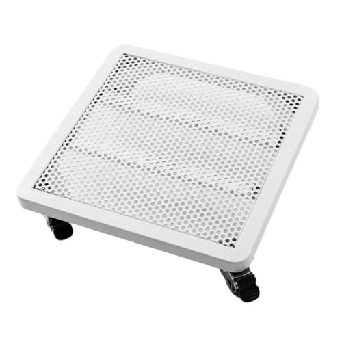 Robuster Blumentopfständer aus schwarzem Metall – quadratischer Garten-Pflanzwagen mit Rollrost für große Blumentöpfe im Innen- und Außenbereich – Untersetzer mit Dolly Tray (45 x 45 x 9 cm, Weiß) von Generisch