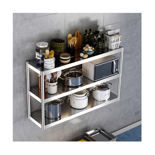 Robuster Küchenschrank aus Edelstahl, schwebendes Regal für Restaurant und Bar, langlebiges Wandregal (140 x 30 x 75 cm) – platzsparende Aufbewahrungslösung von Generisch