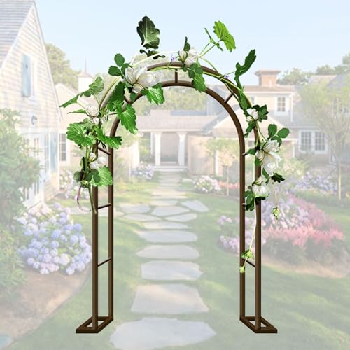 Robuster Metall-Gartenlaube, Stahl-Spalier für Kletterpflanzen und Rosen, 200–230 cm Höhe, langlebig, Hochzeitspergola, Braun (L x B x H) 140 x 40 x 230 cm von Generisch