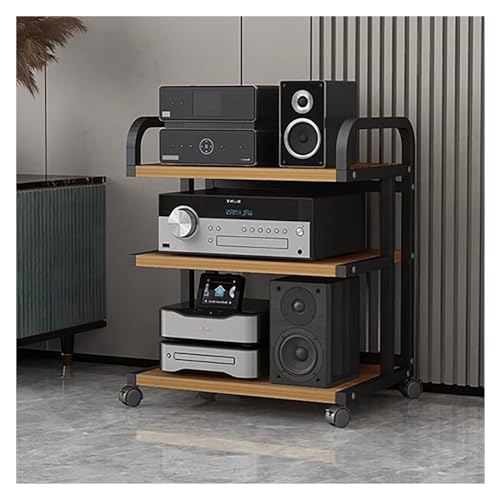 Robuster Ständer mit Rädern – Rollender AV-Komponenten-Medienschrank, 3/5-stöckiges Stereo-Regal für Wohnzimmer und Büro, platzsparende Möbel, stilvolle Audio-Aufbewahrungslösung von Generisch