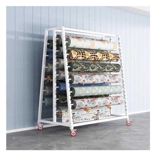 Robuster Stoff-Bodenmattenständer mit 4 Universalrädern, verstellbare Höhe und Lochabstand, mobiler Präsentationsständer für Proben (weiß, 170 x 95 x 207 cm) von Generisch