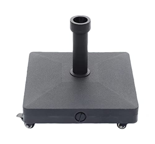 Robuster Terrassenschirmständer mit Rädern, quadratisches Design für Outdoor-Marktschirme, unterstützt 15,9 kg Wasser oder 20 kg Sandfüllung, leicht zu bewegen. von Generisch
