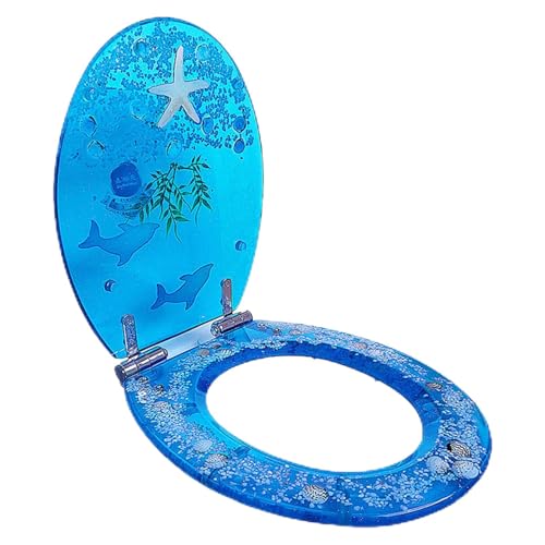 Robuster WC-Sitz aus Kunstharz mit blauem Ozean und gelbem Seestern, sanft schließend, leises Design, 3D-tropische Fisch-Effekte, leicht zu reinigen, Schnellverschluss-Scharniere Robuster WC-Sitz aus Kunstharz mit blauem Ozean und gelbem Seestern, sanft schließend, leises Design, 3D-tropische Fisch-Effekte, leicht zu reinigen, Schnellverschluss-Scharniere von Generisch