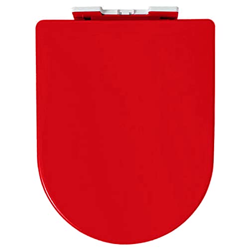 Robuster WC-Sitz mit Absenkautomatik, mit Schnellverschluss, ergonomisch, verstellbare Scharniere, familienfreundliches Design, 6 Farben (rot, Einheitsgröße), ideales Badezimmer-Upgrade von Generisch