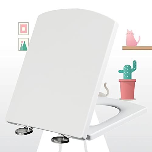 Robuster WC-Sitz mit Absenkautomatik, quadratischer antibakterieller Deckel, Edelstahl-Scharniere und komfortables Design für lange Lebensdauer, perfekt für moderne Badezimmer, Weiß Robuster WC-Sitz mit Absenkautomatik, quadratischer antibakterieller Deckel, Edelstahl-Scharniere und komfortables Design für lange Lebensdauer, perfekt für moderne Badezimmer, Weiß von Generisch