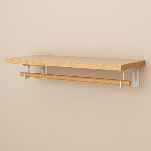 Robuster Wand-Kleiderständer aus Holz mit Ablagefach, platzsparend, schwimmend, Mehrzweck-Kleiderbügel und Handtuch-Organizer von Generisch