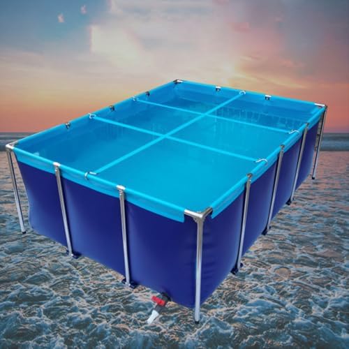 Robuster Wasserspeicher aus Segeltuch mit Stahlrahmen – oxidationsbeständig, inklusive Ablassventil für effiziente Fischzucht und Außenbereich von Generisch