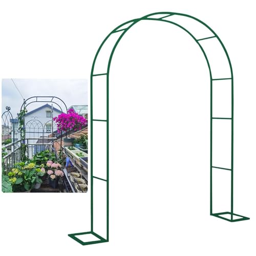 Robuster dunkelgrüner Gartenbogen für Kletterpflanzen pulverbeschichteter Stahl Rankgitter für Rosen Hochzeitsbogen stabil 2,8 x 2,2 x 0,4 m Gartenlaube von Generisch