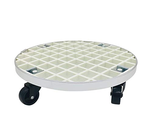 Robuster runder GFRP-Blumentopf-Trolley – großer Garten-Blumentopf-Mover mit Rädern – Pflanzkübel für drinnen und draußen – weißer Ständer für einfache Mobilität von Generisch
