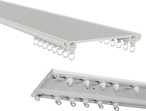 Robustes, zweireihiges Vorhangschienensystem zur Deckenmontage für stabilen und reibungslosen Vorhangbetrieb Robustes, zweireihiges Vorhangschienensystem zur Deckenmontage für stabilen und reibungslosen Vorhangbetrieb von Generisch