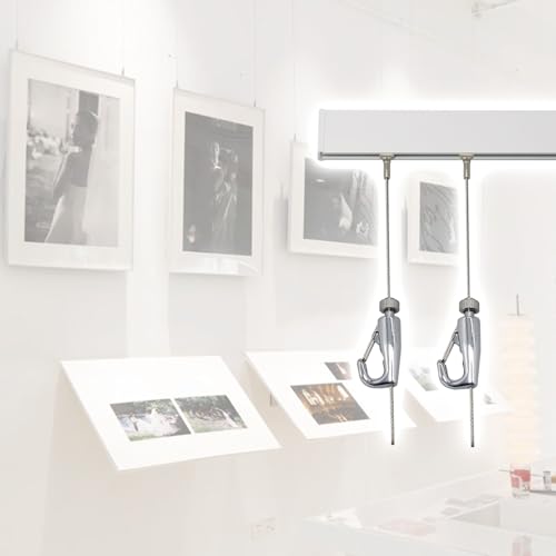 Robustes Bilder-Aufhängesystem – komplettes Clipschienen-Set für Bilderrahmen und Poster – weiße 2 m lange Schiene mit 1 m Kabel und Haken – einfache Wandkunst-Display-Lösung Robustes Bilder-Aufhängesystem – komplettes Clipschienen-Set für Bilderrahmen und Poster – weiße 2 m lange Schiene mit 1 m Kabel und Haken – einfache Wandkunst-Display-Lösung von Generisch