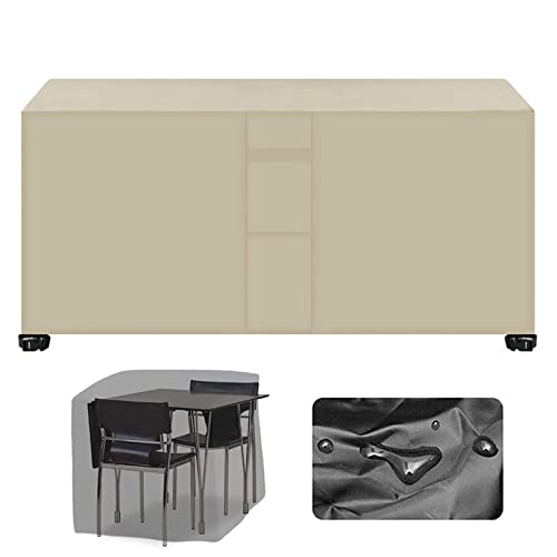 Robustes Gartenmöbel-Abdeckungs-Set, 190 x 135 x 90 cm, rechteckige Tisch- und Stuhlbezüge, reißfest, UV-Schutz, Lüftungsschlitz, Beige, ideal für Garten und Terrasse von Generisch