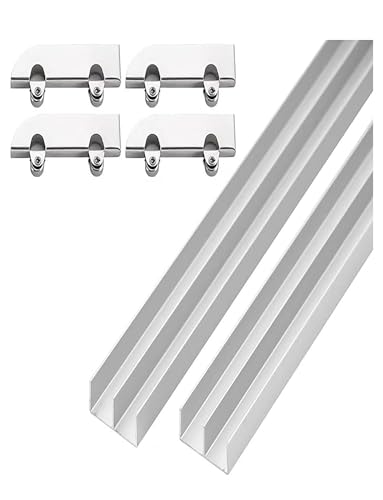 Robustes Schiebetürschienen-Set aus Aluminiumlegierung mit leichtgängigen Rollen für Vitrinen, Kleiderschränke und Schränke von Generisch