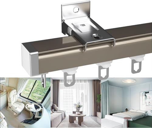 Robustes Vorhangschienensystem für Wohnmobile, Decken- oder Wandmontage, Raumteiler mit Hardware, einfache Installation für große Vorhänge, Metallic-Finish von Generisch