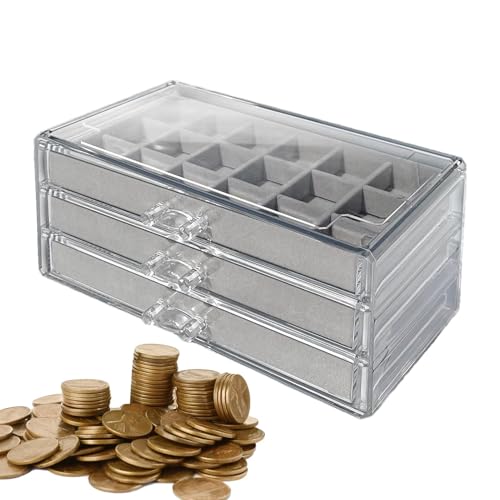 Rock-Sammelbox, Edelstein Vitrine 54 Fächer, 3-lagiges Transparentes Acryl, Transparente Acryl Stein Sammelbox, Edelstein-Vitrine, Aufbewahrungsbox Für Kinder Aufbewahrungsbox Crystal Organizer von Generisch